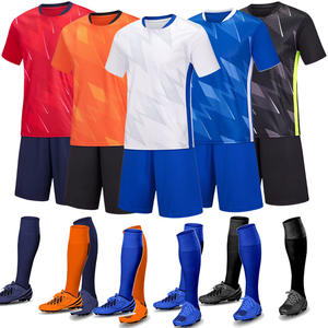 Grosir dicetak LOGO tim sepak bola memakai murah kuning dan biru kustom Set Jersey sepak bola Retro perlengkapan sepak bola - Product Image 2