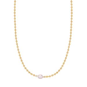 Collier pendentif en acier inoxydable de haute qualité avec perles naturelles rondes et chaîne plaquée or 18 carats - Product Image 1