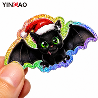 Autocollant de Noël personnalisé effrayant, autocollant cadeau holographique, autocollant en vinyle arc-en-ciel imperméable, autocollants découpés à la forme de crâne fantôme mignon et effrayant Kawaii