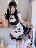 Costume d'Halloween en polyester, robe Lolita 2D, fille douce et mignonne, cosplay de demoiselle d'honneur japonaise, chaton sauvage