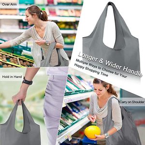 Bolsa de Compras Plegable de Poliéster Reutilizable Grande, Diseño Personalizado de Fábrica, para Supermercado, con Logotipo - Product Image 3