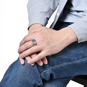 yunnique minimalist style geometric smooth square tungsten steel ring for men, a light luxury and high-end hand acc - Product Image 2