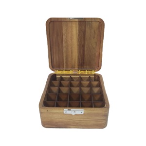 Solid Wood Acacia <b>Box</b> Square 9mm <b>Lockable</b> Gift Packaging For Essential Oil And Cordyceps YH-0015 - Product Image 4