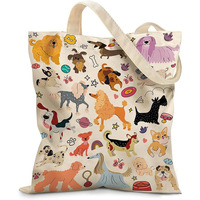 Bolsas de Lona de Gran Capacidad, Personalizadas, Fáciles de Limpiar y Portátiles, con Diseño de Dibujos Animados, de Algodón y Lino, para Viajes, Precio al por Mayor