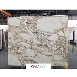 Fabriek Prijs Apulo Beige Goud Bruin Crème Italië Big Slab Calacatta Vagli Calciet Wit Marmer Calacatta Oro Marmeren