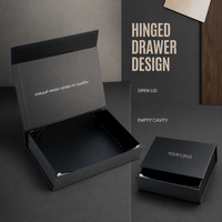 Boîte cadeau noire à couvercle rabattable avec intérieur vide pour la présentation de produits, emballage personnalisé, affichage de la marque et fournitures cadeaux