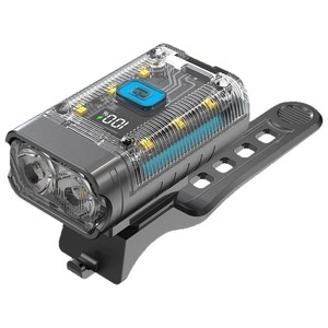 <b>Bicycle</b> Front <b>Light</b> Led Rechargeable Solar Power Digital Display Cycling <b>Light</b> IPX4 Waterproof Plastic Body - Product Image 1