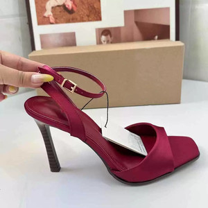 Sandales à talons aiguilles minimalistes de style français pour femmes, avec bout carré, bout ouvert et bride unique au niveau du talon - Product Image 2