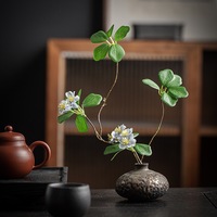 Vase en céramique chinoise rétro fait main, accessoire de table pour salon, fleurs séchées, fleurs hydroponiques pour cérémonie du thé