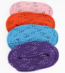 Wholesale OEM Packaging Flat Waxed Polyester Roller Ice Hockey Skate Shoe Laces Shoelaces