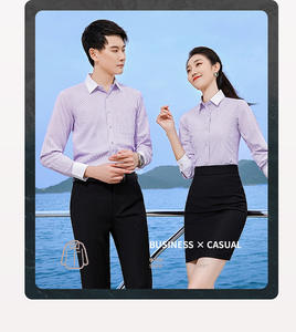 Camisa de <span class=keywords><strong>Trabajo</strong></span> de Manga Larga a Rayas, Ajustada, de Algodón Transpirable, Unisex, para Jóvenes en el Sector de Seguros <span class=keywords><strong>y</strong></span> Bienes Raíces - Product Image 2