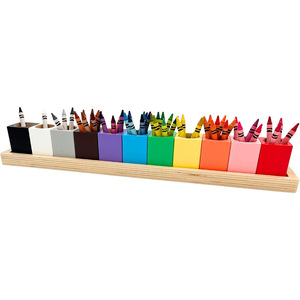 Wooden <b>Pen</b> Holder Multi Color Square Desk Storage <b>Box</b> For Pencils And Markers - Product Image 4
