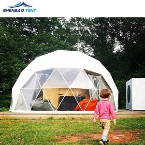 Dôme géodésique transparent pour le camping d'<span class=keywords><strong>hiver</strong></span>, diamètre 6 m et 15 m, pour les activités de plein air - Product Image 1