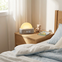Machine à Sons Futuriste Premium avec Lumière de Réveil et Veilleuse RVB Supérieure, Affichage Numérique Personnalisable, Unité de Sommeil Esthétique