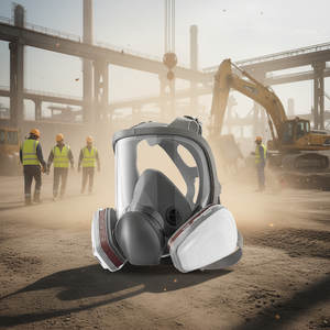 Máscara respiratoria de cara completa con válvula de exhalación y filtros para protección contra el polvo, modelo de silicona reutilizable D0100X32KYX - Product Image 2