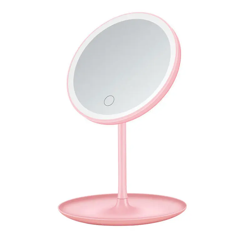 Portátil Foldable Travel Make Up Tools Acessórios Pink Makeup Mirror Com Led Light Infinity Quarto Tocador Vanity Mirrors