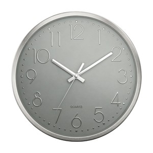 Reloj de Pared Contemporáneo de 12 Pulgadas, Color Gris, con Números 3D, Marco de Aluminio, Silencioso, de Cuarzo Analógico, Fácil de Leer, Estilo Urbano - Product Image 1