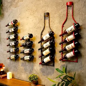 Artículos de Bar, estante de vino de Metal montado en la pared, soporte de almacenamiento, soporte de exhibición de Bar, estante decorativo para botella de vino