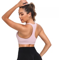 Soutien-gorge de sport pour femme, col en V, rembourré, ajustable, en spandex, haut de gamme, pour le fitness et la course à pied