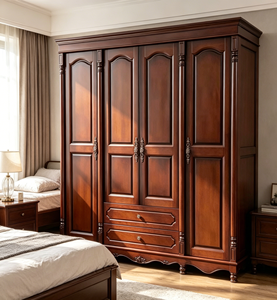 Armario Tradicional de Madera Maciza con Puertas de Panel Elevado y Diseño con Bisagras, Gran Capacidad, Estilo Antiguo - Product Image 1