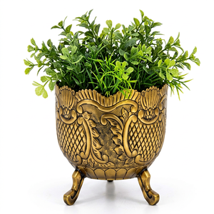Fancy Hot Antique <b>Brass</b> Aluminum Embossed Flower Vase with <b>Legs</b> Flower Vase Royal Classic Look Fancy Wedding & Home Flower Vase - Product Image 4