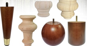 Pieds de meubles en bois massif hauts pieds de <span class=keywords><strong>chignon</strong></span> inachevés pour armoire canapé pouf meuble TV commode ensemble de 4 - Product Image 2