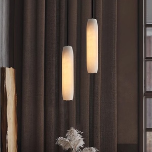 Suspension LED minimaliste en marbre naturel espagnol et fer forgé, style nordique simple et luxueux, pour chambre à coucher - Product Image 2