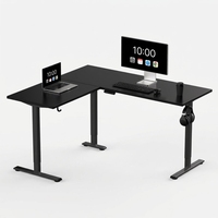 Bureau électrique en forme de L avec plateau en trois parties de 800x600mm, un moteur, réglage de la hauteur sur 2 niveaux, bureau d'ordinateur de bureau réglable en hauteur