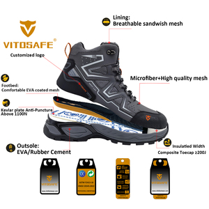 أحذية عمل واقية خارجية من فيتوسيف، أحذية أمان مضادة للانزلاق، خفيفة الوزن وقابلة للتنفس للاستخدام الصناعي والإنشائي - Product Image 2