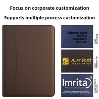 Carpeta de Anillas con Cremallera de Cuero PU A4 de Lujo Personalizada de Fábrica, Multifuncional para Negocios, Oficina, Reuniones, Clip para Documentos y Bloc de Notas