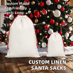 Large Capacity 50x70cm Linen Canvas Sublimation Blank <b>Christmas</b> Santa Claus Theme Xmas Storage Candy Present Bag for Gift - Product Image 2