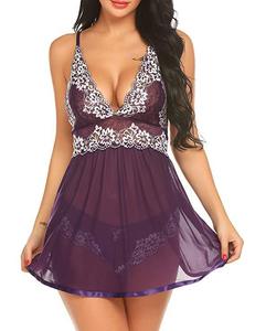 Camisón Sexy de Encaje Transparente con Escote Profundo en V para Mujer, Lencería Sexy en Oferta - Product Image 3