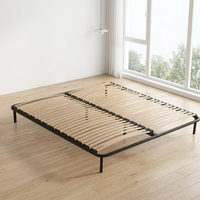 Cadre de lit double en fer avec sommier métallique, cadre de lit en tissu Queen/King Size, lit à quatre poteaux 180x200 pour décoration de chambre de campagne/rurale