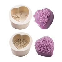 Günstige Klassische Beliebte Herzförmige Sonnenblumen-Gänseblümchen-Rosen-Muster Silikon DIY Seifen-Kerzen-Dekorationsform