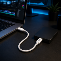 Câble Thunderbolt 5 tressé TPE/Nylon USB-C 80 Gbps 240 W 0,5/1,0 mètre certifié pour ordinateur portable, station d'accueil, SSD, moniteur