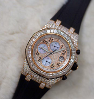 Montre élégante en acier inoxydable de qualité supérieure, sertie de moissanite et de diamants, avec verre antique, écologique, unisexe, offrant une qualité supérieure