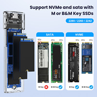 Boîtier de disque SSD NVMe 10 Gb M2 transparent en plastique portable sans outil Type-C 3.1
