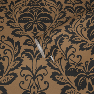 Hecho en Alemania-Venta Papel tapiz Rollos Damasco Victoriano Naranja Negro Papel tapiz de vinilo no tejido Stock Liquidación-10,05x0,53 M - Product Image 1