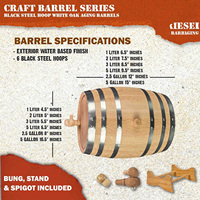 Baril de vieillissement en bambou et chêne (5 litres) avec support, bouchon et robinet, écologique, style américain, mini baril en bois pour le vieillissement du whisky
