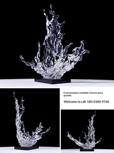 Fontaine d'eau, grande sculpture transparente pour la décoration de hall d'hôtel et de bureau de vente, style de conception sur le thème de l'eau, sans motif - Product Image 5