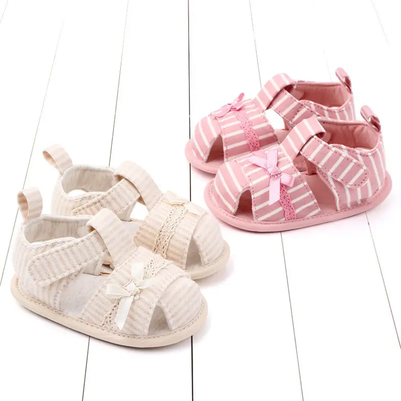 Estate Nuovi Sandali Del Bambino Del Bambino A Strisce Morbide Scarpe Con La Suola Scarpe Da Passeggio Babyshoes per il Neonato Scarpe All'ingrosso 23 Anti-statica sacchetto del Opp