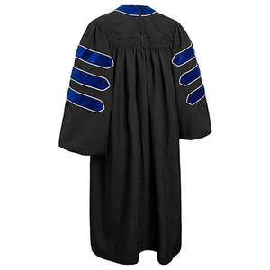 Robe universitaire de haute qualité Phd <span class=keywords><strong>Blue</strong></span> Velvet US Deluxe Doctoral Graduation <span class=keywords><strong>Gown</strong></span> Tam and Hood - Product Image 3