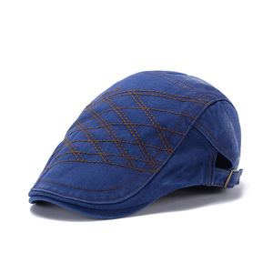 Men's Canvas Beret Hat Spring Autumn Breathable Shade Cap Black Military Green Blue Dark Brown - Product Image 5