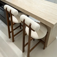 Tabouret de bar en bois de frêne de style français du milieu du siècle, chaise haute en bois massif pour table d'îlot domestique, salle à manger, non pliable, sans accoudoirs