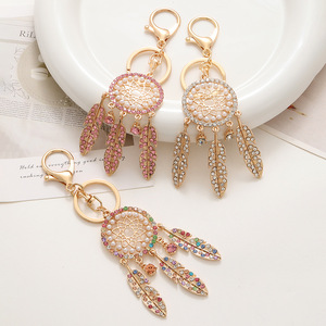 Attrape-rêves en <span class=keywords><strong>macramé</strong></span> avec perles, chaînes, plumes de cristal, pendentif, charme, bijoux, <span class=keywords><strong>porte</strong></span>-clés brillant - Product Image 3