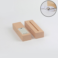 Lampe de nuit LED intelligente sur piédestal en bois, à intensité variable, commande tactile, alimentation USB et batterie, lampe minimaliste en bois, base LED en bois