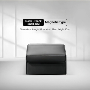 Organisateur de voiture en daim H2V avec logo personnalisé Boîte de rangement magnétique ouverte et pliable avec poignée en cuir - Product Image 6