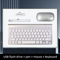 Set hadiah eksekutif bisnis 4 dalam 1, pena USB tanpa kabel Keyboard Mouse Kombo Set hadiah eksekutif