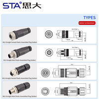 Conector de Aviación M12, Terminación de Soldadura, Enchufe de Plástico para Campo, 3, 4, 5, 6, 8, 12, 17 Pines, Vertical, Impermeable IP67, Conectores para Sensores