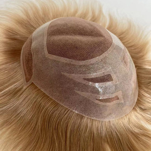 Mono+Lace Base Mens Remy Hair French Lace Natural Wave <b>Wigs</b> Toupee Piece Hair System for Light <b>Brown</b> Good Quality BH #22 - Product Image 3